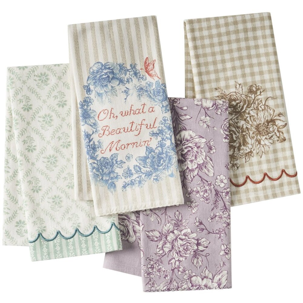 Pioneer Woman Agatha Woven Kitchen Towels set of 4 Multicolor Teatowel 18"x28"
